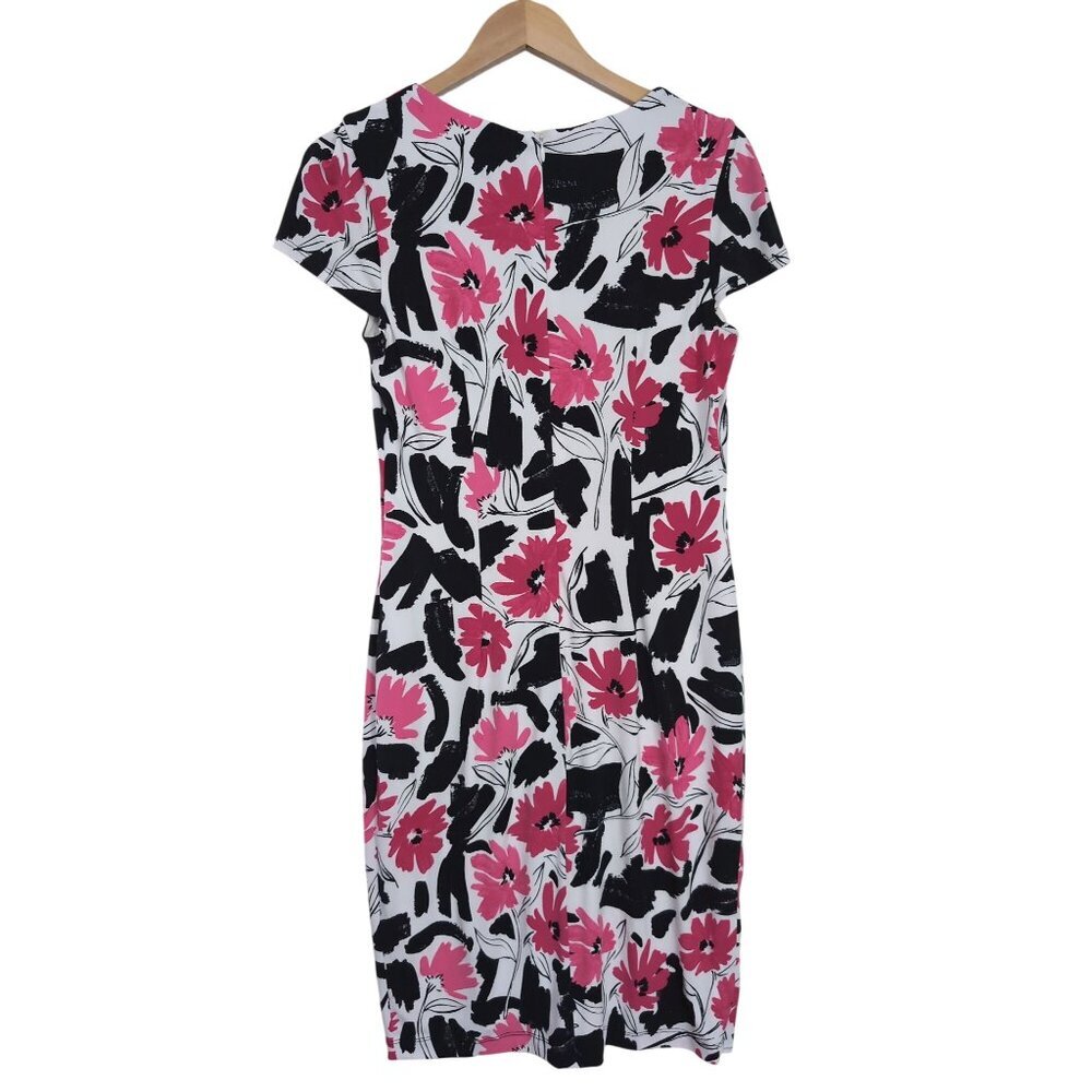 Joseph Ribkoff Sheath Dress Womens 8‎ Floral Short Sleeve Faux Wrap Career Event - Picture 4 of 11